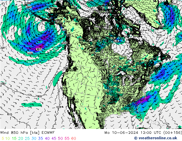 Wind 850 hPa ECMWF Mo 10.06.2024 12 UTC