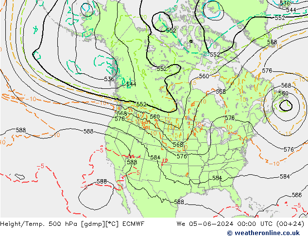 Z500/Rain (+SLP)/Z850 ECMWF śro. 05.06.2024 00 UTC