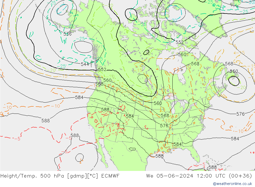 Z500/Rain (+SLP)/Z850 ECMWF We 05.06.2024 12 UTC