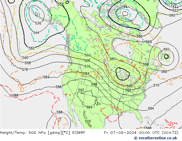 Z500/Rain (+SLP)/Z850 ECMWF Fr 07.06.2024 00 UTC