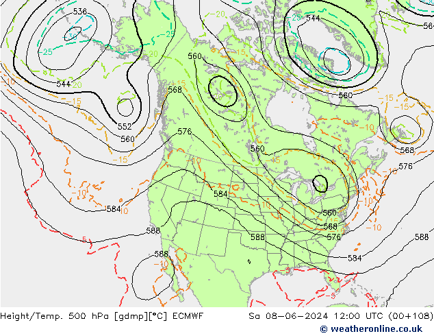 Z500/Rain (+SLP)/Z850 ECMWF Sa 08.06.2024 12 UTC