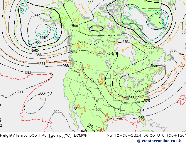 Geop./Temp. 500 hPa ECMWF lun 10.06.2024 06 UTC