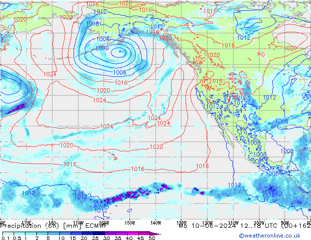 Precipitation (6h) ECMWF Mo 10.06.2024 18 UTC