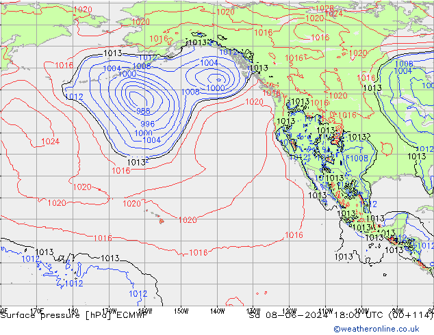 Surface pressure ECMWF Sa 08.06.2024 18 UTC