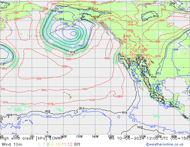 High wind areas ECMWF Mo 10.06.2024 12 UTC