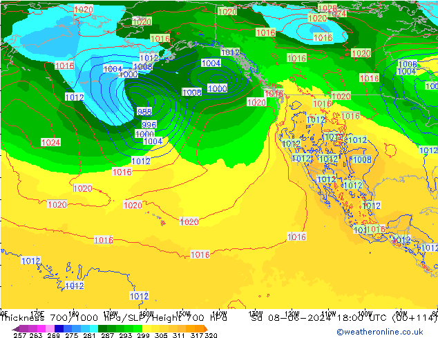 Thck 700-1000 hPa ECMWF Sa 08.06.2024 18 UTC