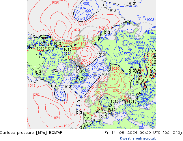 приземное давление ECMWF пт 14.06.2024 00 UTC