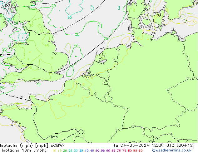 Isotachs (mph) ECMWF Tu 04.06.2024 12 UTC