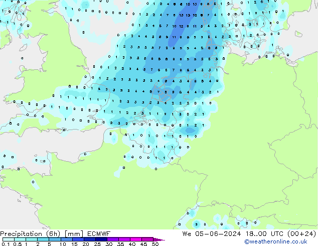 Z500/Rain (+SLP)/Z850 ECMWF We 05.06.2024 00 UTC