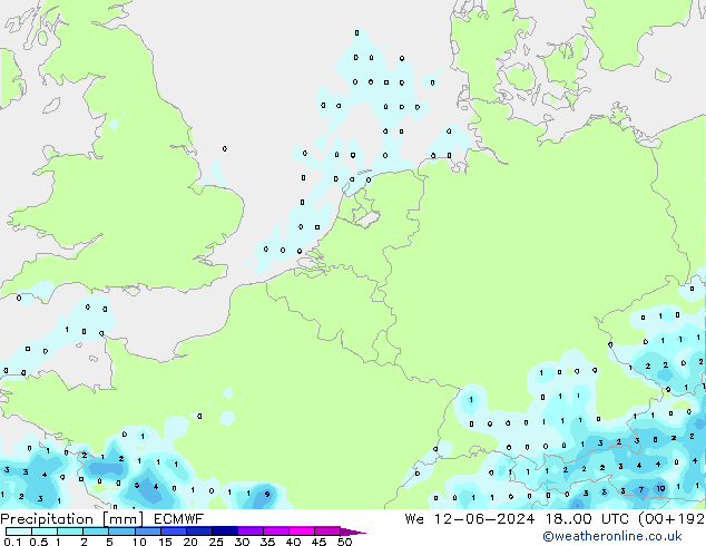 Neerslag ECMWF wo 12.06.2024 00 UTC