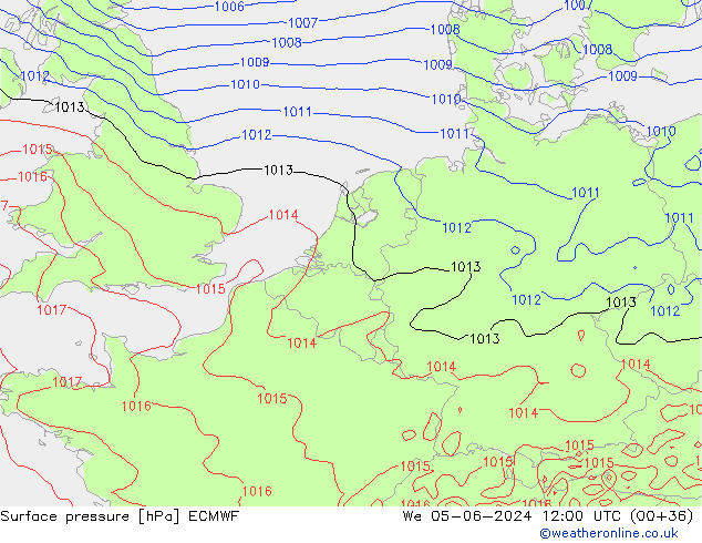 Bodendruck ECMWF Mi 05.06.2024 12 UTC