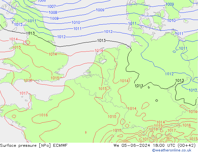 Bodendruck ECMWF Mi 05.06.2024 18 UTC