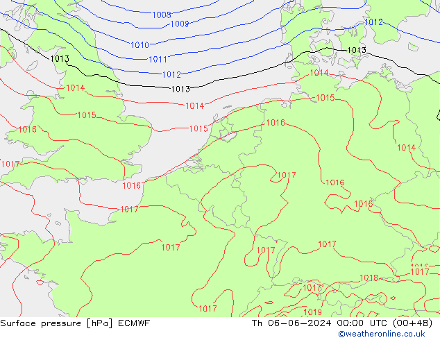 Surface pressure ECMWF Th 06.06.2024 00 UTC