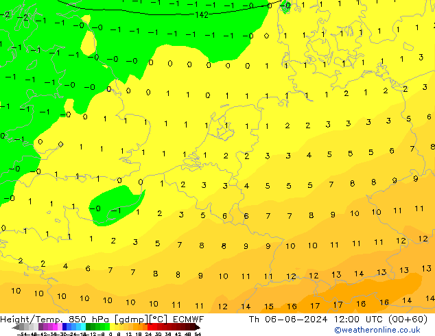 Z500/Rain (+SLP)/Z850 ECMWF Do 06.06.2024 12 UTC