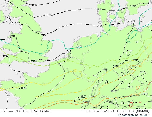 Theta-e 700hPa ECMWF Do 06.06.2024 18 UTC