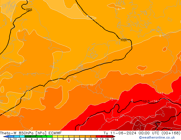 Theta-W 850hPa ECMWF mar 11.06.2024 00 UTC