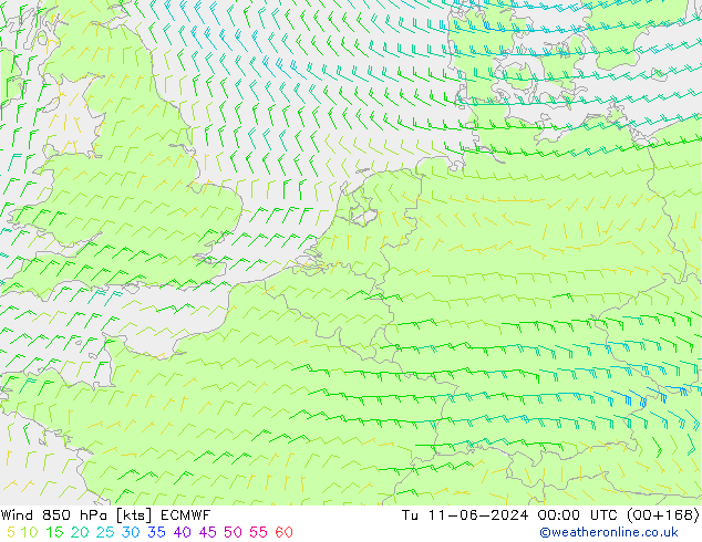 Wind 850 hPa ECMWF di 11.06.2024 00 UTC