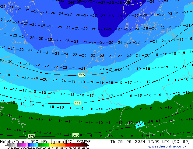 Z500/Rain (+SLP)/Z850 ECMWF Do 06.06.2024 12 UTC