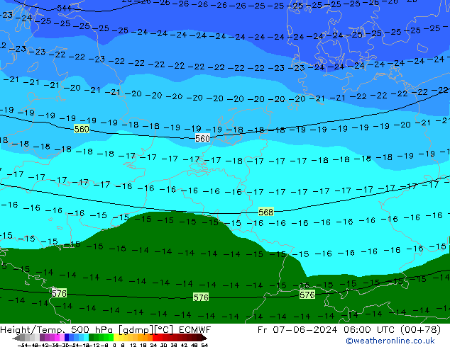 Z500/Regen(+SLP)/Z850 ECMWF vr 07.06.2024 06 UTC