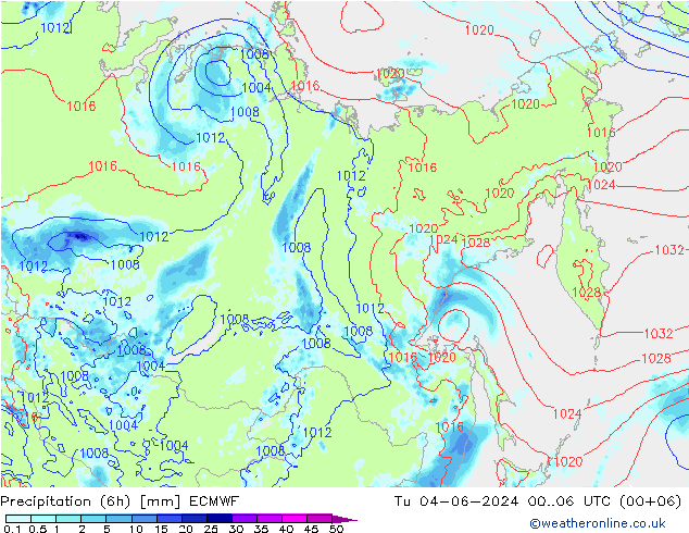 Z500/Rain (+SLP)/Z850 ECMWF Tu 04.06.2024 06 UTC