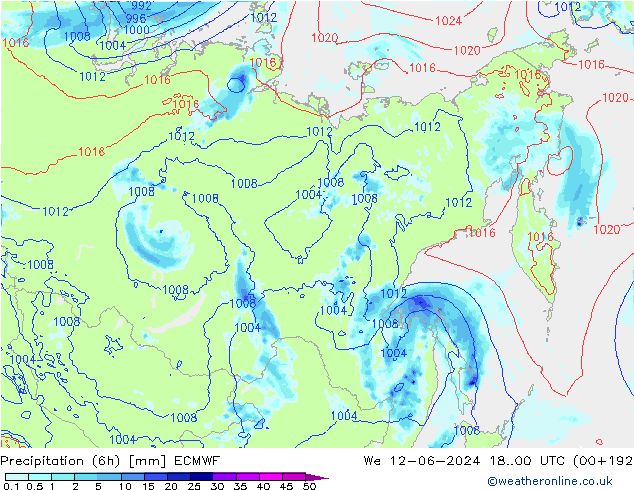 Z500/Regen(+SLP)/Z850 ECMWF wo 12.06.2024 00 UTC