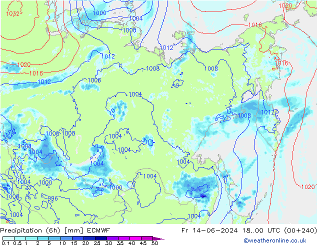 Z500/Rain (+SLP)/Z850 ECMWF пт 14.06.2024 00 UTC