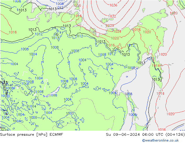 Bodendruck ECMWF So 09.06.2024 06 UTC