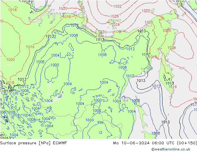 Yer basıncı ECMWF Pzt 10.06.2024 06 UTC