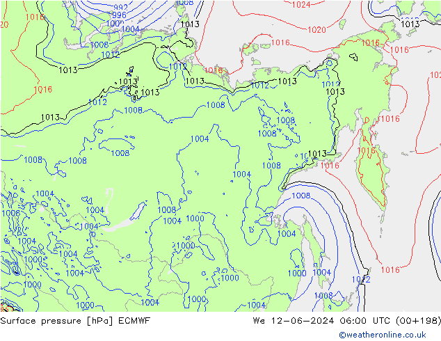 Yer basıncı ECMWF Çar 12.06.2024 06 UTC