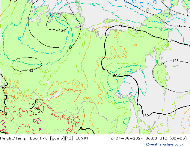 Z500/Rain (+SLP)/Z850 ECMWF Tu 04.06.2024 06 UTC