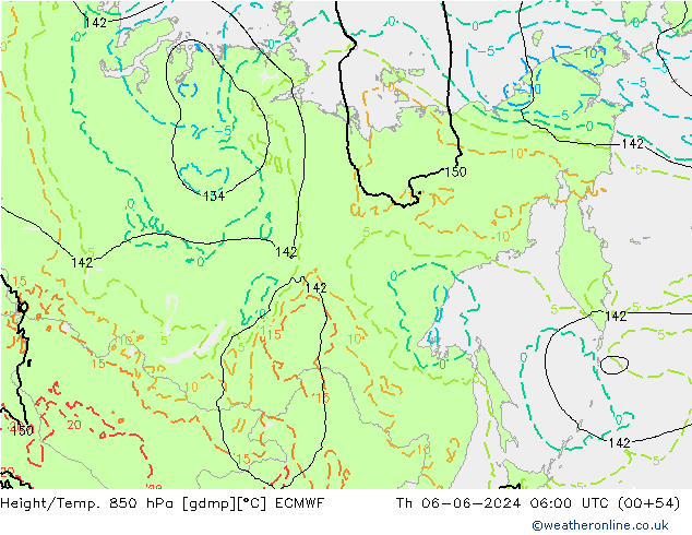 Z500/Rain (+SLP)/Z850 ECMWF Th 06.06.2024 06 UTC