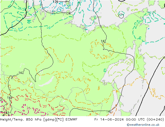 Z500/Rain (+SLP)/Z850 ECMWF пт 14.06.2024 00 UTC