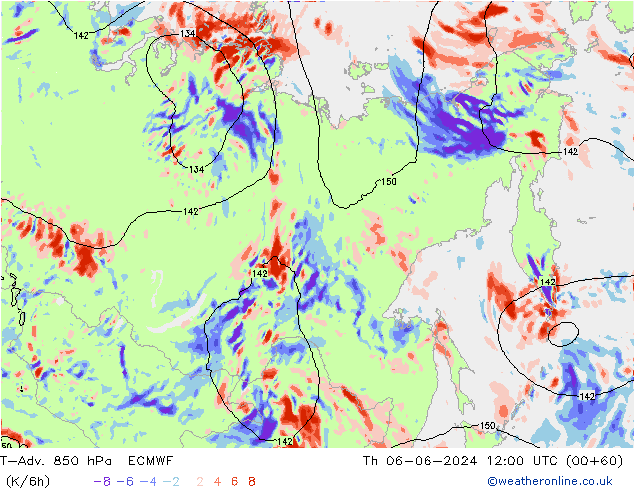 T-Adv. 850 hPa ECMWF  06.06.2024 12 UTC