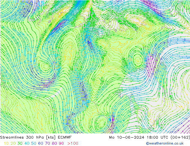 Rüzgar 300 hPa ECMWF Pzt 10.06.2024 18 UTC