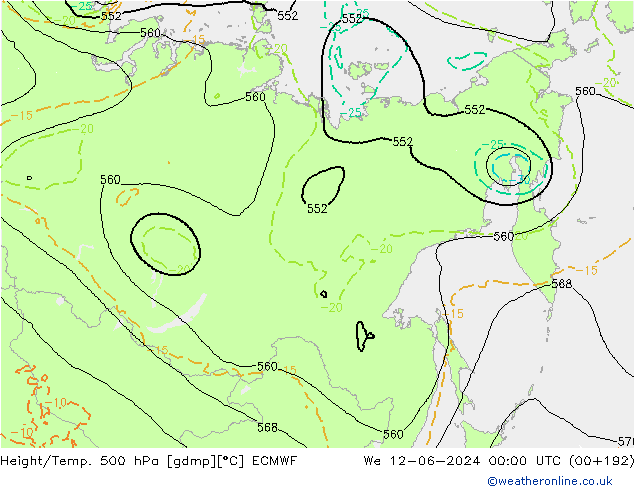 Z500/Regen(+SLP)/Z850 ECMWF wo 12.06.2024 00 UTC