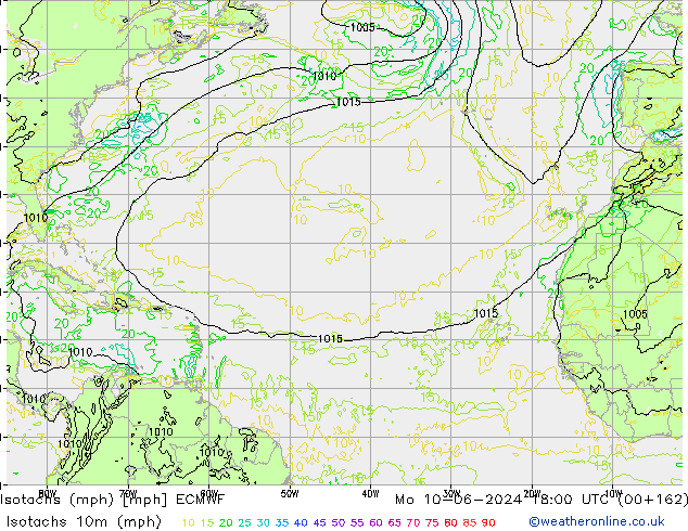 Isotachs (mph) ECMWF Mo 10.06.2024 18 UTC