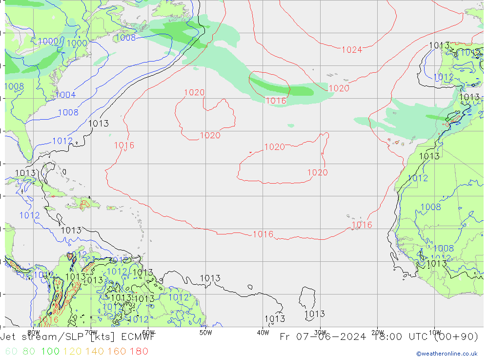 Jet stream/SLP ECMWF Fr 07.06.2024 18 UTC