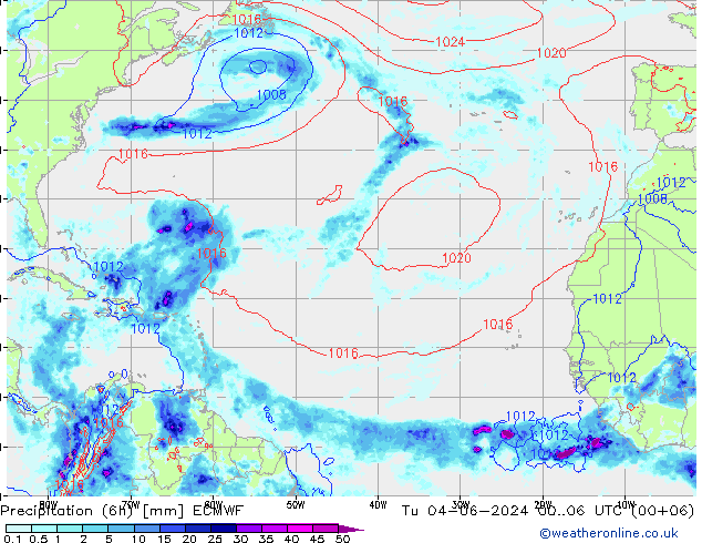 Z500/Rain (+SLP)/Z850 ECMWF Tu 04.06.2024 06 UTC