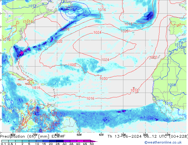 Z500/Regen(+SLP)/Z850 ECMWF do 13.06.2024 12 UTC