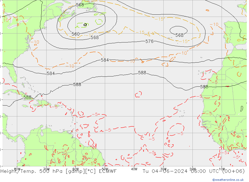 Z500/Rain (+SLP)/Z850 ECMWF Tu 04.06.2024 06 UTC