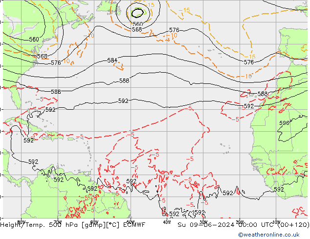 Z500/Rain (+SLP)/Z850 ECMWF dom 09.06.2024 00 UTC