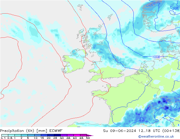 Z500/Rain (+SLP)/Z850 ECMWF nie. 09.06.2024 18 UTC