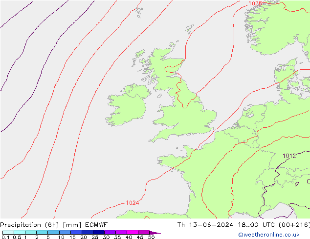 Z500/Rain (+SLP)/Z850 ECMWF jeu 13.06.2024 00 UTC