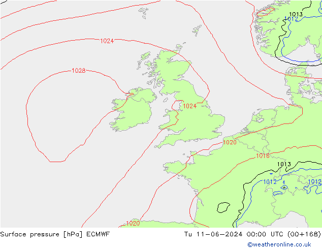 Yer basıncı ECMWF Sa 11.06.2024 00 UTC