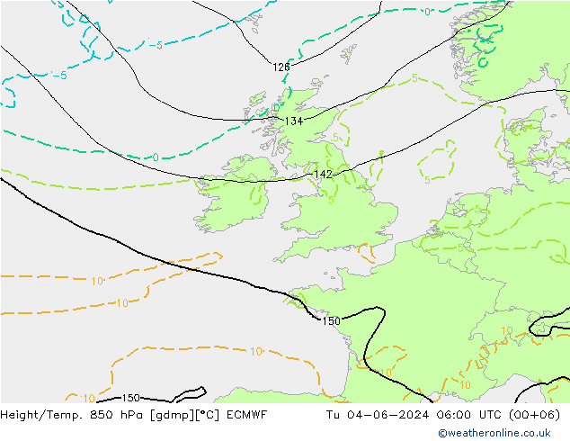 Z500/Rain (+SLP)/Z850 ECMWF Tu 04.06.2024 06 UTC