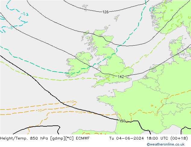 Z500/Rain (+SLP)/Z850 ECMWF Tu 04.06.2024 18 UTC