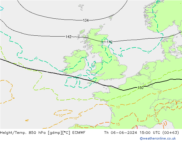 Height/Temp. 850 hPa ECMWF gio 06.06.2024 15 UTC