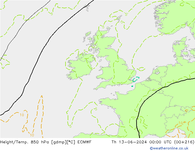 Z500/Rain (+SLP)/Z850 ECMWF jeu 13.06.2024 00 UTC