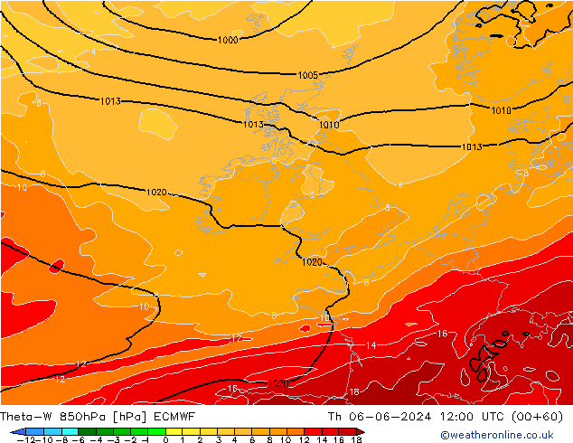 Theta-W 850hPa ECMWF Th 06.06.2024 12 UTC