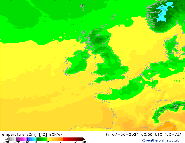 Temperatura (2m) ECMWF Sex 07.06.2024 00 UTC